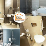  adaptation salle de bains PMR, salle de bains senior sécurisée, douche PMR plain-pied, aménagement PMR maison, MaPrimeAdapt salle de bains, travaux accessibilité logement, La Maison des Travaux Bassin de Genevois