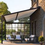 Pergola toile adossée maison en pierre