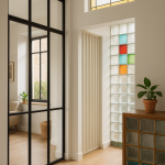 Second jour avec verrière d'intérieur, imposte haut de porte, pavés colorés muraux