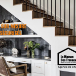 Rangements sur mesure intégrés sous escalier moderne avec bois clair et métal – rénovation intérieure à Chartres (Eure-et-Loire)