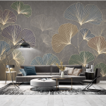 Salon au papier peint doré panoramique