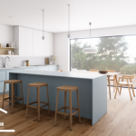 Cuisine en I moderne avec îlot central