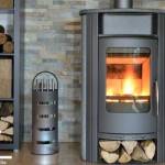 poêle à bois avec meuble