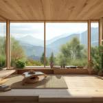Vue depuis une extension bois sur pilotis