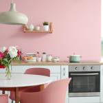 Cuisine mur en rose pâle