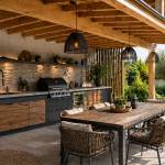 Cuisine extérieure aménagée sous auvent de terrasse - Romans-sur-Isère Valence 26