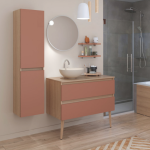 Meuble vasque et rangement assorti, couleur terracotta, Espace Aubade