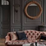 Old money salon avec mur full black - Yvelines