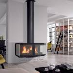 Cheminée suspendue -décoration salon -