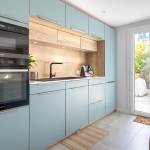 Cuisine vert sauge dans une maison à Toulouse