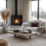 Salon avec poêle à bois 