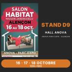 Affiche du Salon Habitat d'Alençon 2026 et stand D9 de La Maison des Travaux