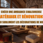 rénovation intérieure savoyarde, ambiance chaleureuse Noël, décoration durable maison, rénovation séjour Albertville, matériaux naturels Savoie, artisans locaux Moûtiers, la maison des travaux albertville moutiers