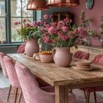 Chaise en velours coloris rose pastel