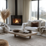 Salon avec poêle à bois 