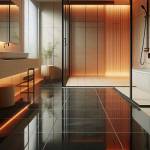 Planchers chauffants dans salle de bain à Deauville