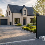 Aménagement d’une allée de maison avec portail moderne pour un extérieur pratique et accueillant à Carvin  