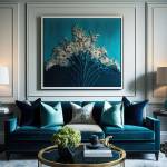 Tendances déco 2024 avec salon à dominante bleue - Valence 26