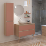 Meuble vasque et rangement assorti, couleur terracotta, Espace Aubade