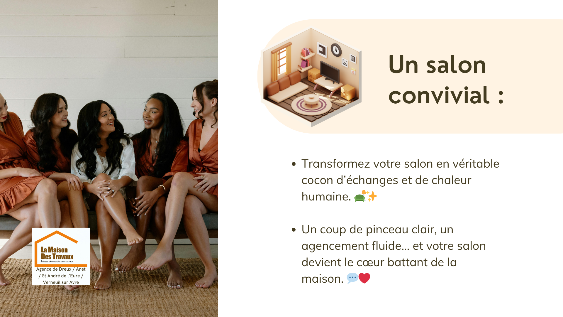 Un salon lumineux et bien agencé devient le théâtre d’échanges sincères et de moments inoubliables avec vos proches.