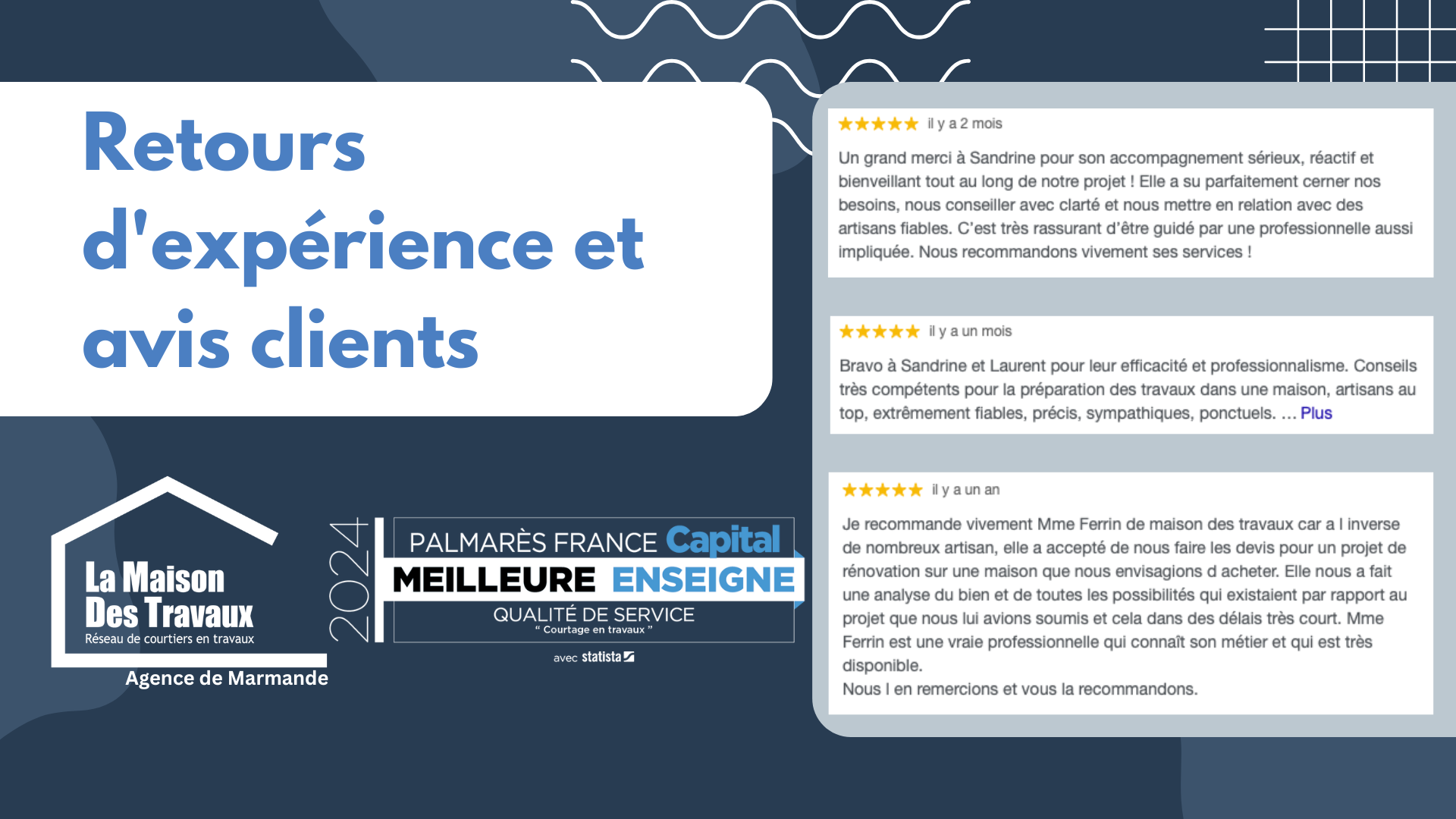 Découvrez les avis clients et retours d’expérience sur l’accompagnement de La Maison Des Travaux Marmande.