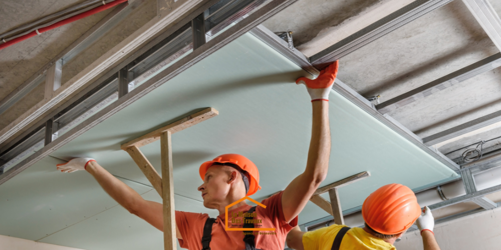 Faux plafond désolidarisé avec laine minérale à Bonneville