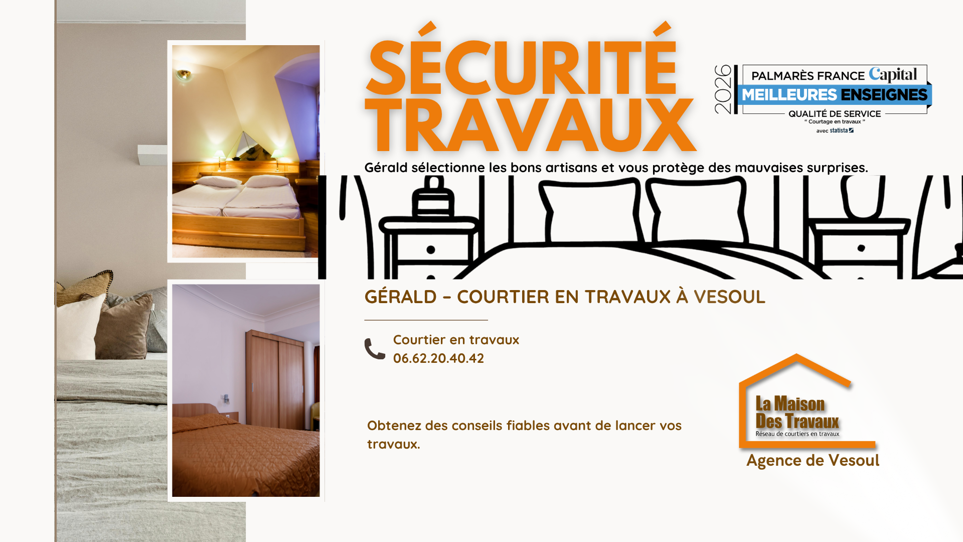 Gérald, courtier en travaux à Vesoul, sélectionne des artisans fiables et vous protège des mauvaises surprises dans vos rénovations de chambre.