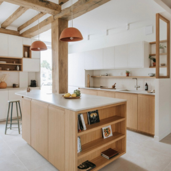 Rénovation cuisine avec îlot central